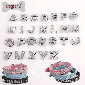 Atacado DIY Nome Personalizado Letras Pet Dog Collar Rhinstones Bling